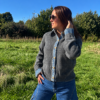 GREY DENIM COLLAR CARDIGAN