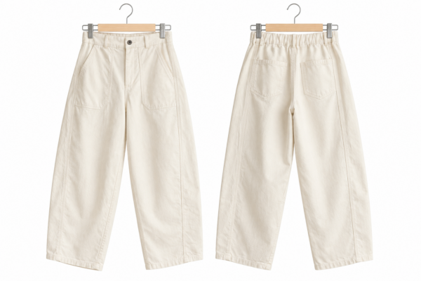 CREAM BARREL PANTS