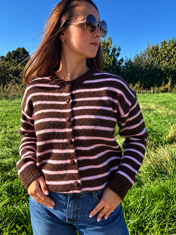 COFFEE & PINK KNIT SWEATER