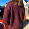 STRIPED KNIT CARDIGAN WITH MATCHING SCARF