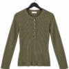 RIBBED BUTTON TOP OLIVE