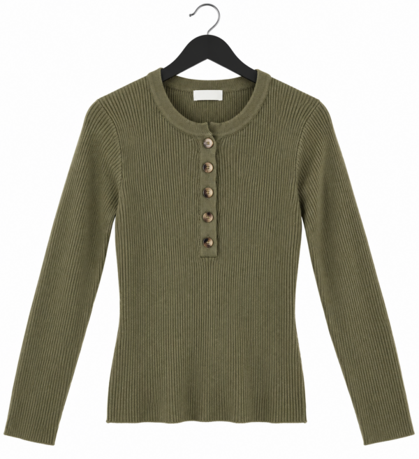 RIBBED BUTTON TOP OLIVE