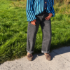 WASHED GREY BARREL JEANS