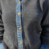 GREY DENIM COLLAR CARDIGAN