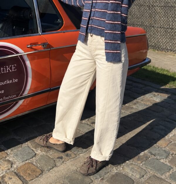 CREAM BARREL PANTS