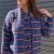 SCARF CARDIGAN BLUE STRIPE