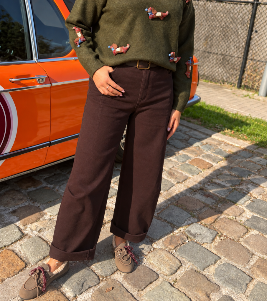 WIDE LEG PANTS MET RIEM