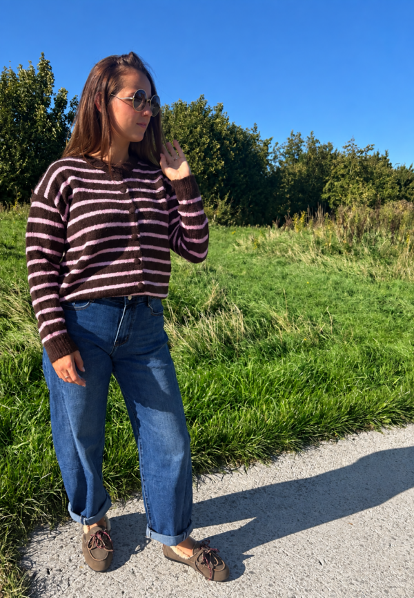 COFFEE & PINK KNIT SWEATER