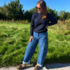 CARGO WIDE LEG JEANS-MID BLUE