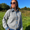 GREY DENIM COLLAR CARDIGAN
