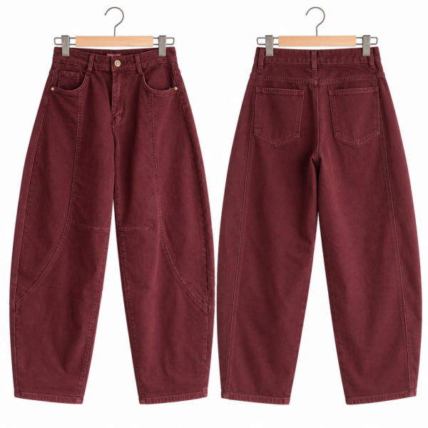 BURGUNDY BAGGY JEANS