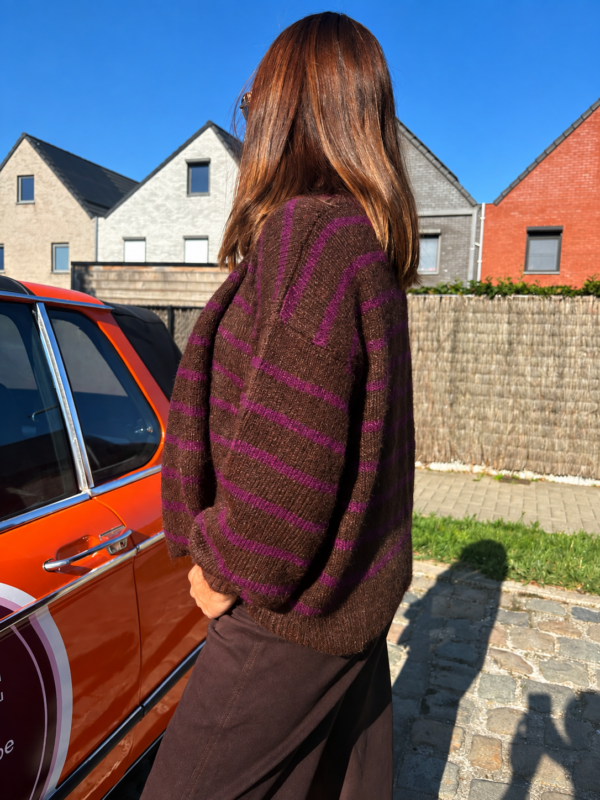 STRIPED KNIT CARDIGAN WITH MATCHING SCARF