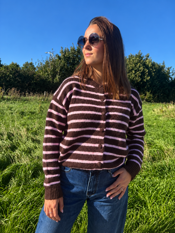 COFFEE & PINK KNIT SWEATER
