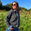 GREY DENIM COLLAR CARDIGAN