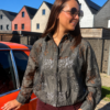 BLOUSE MET KANT DONKERGRIJS