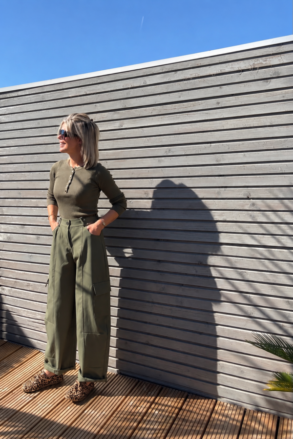 OLIVE CARGO BARREL PANTS