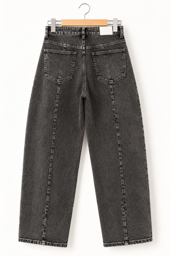 WASHED GREY BARREL JEANS