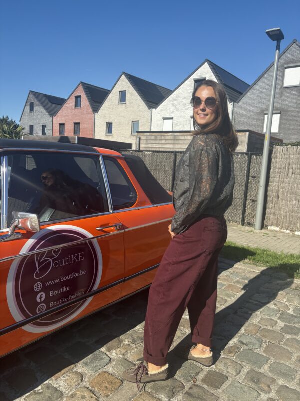 BLOUSE MET KANT DONKERGRIJS